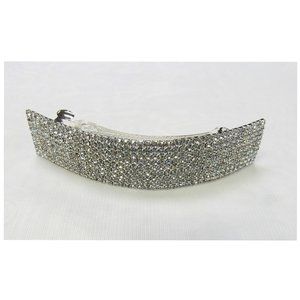 Silver Clear Rhinestone Crystal Hair Barrette Clip Wedding Bridal Prom Pageant
